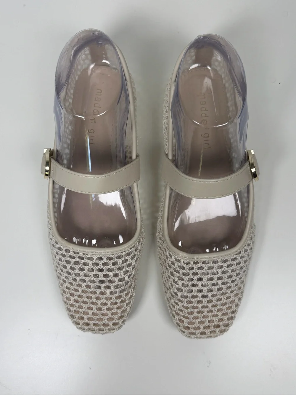 Madden‎ Girl Women's Beige Woven Buckle Mary Jane Flats Size 8